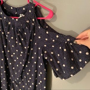 Navy White Polka Dot Cold Shoulder Dress